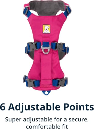 Ruffwear Flagline Hundegeschirr mit Griff, Lleichtes, Verstellbares Gehgeschirr, 3 Leinenbefestigungspunkte, verstärktes Gurtband und starker V-Ring aus Metall Alpenglow Pink Small