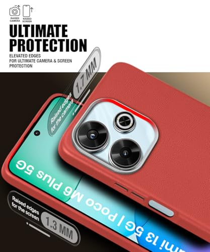 Image of WOW IMAGINE Back Cover for Mi Redmi 13 5G | Poco M6 Plus 5G | Ultra Slim Flexible Non-Slip Grip | Inner Fabric | Metal Camera Ring & Lightweight Soft Silicone Mobile Case - Crimson Red