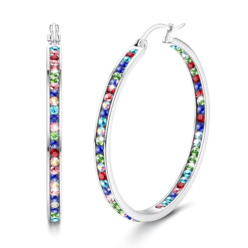 Diamday Grandes mignon Huggie boucles d'oreilles créoles en acier inoxydable pour femmes...