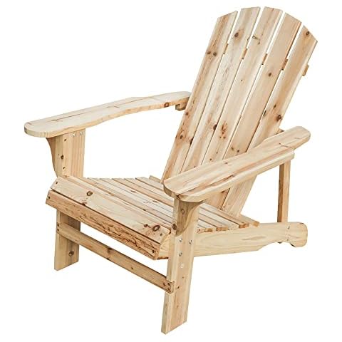 LOKATSE HOME Outdoor Wooden Adirondack Chairs Natural for Yard, Patio, Garden, Lawn Cover