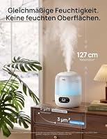 DREO Luftbefeuchter Schlafzimmer, Ultraschall-Kaltnebel mit WLAN/App-Steuerung, Feuchtigkeitssensor, RGB-Ambientelicht, 3-l-Wassertank, einfache Reinigung, bis zu 30 Std. Laufzeit – Ansicht 3