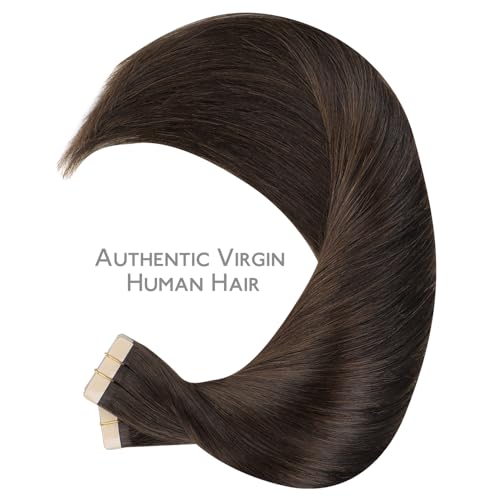 Image of Wennalife 40pcs Tape in Hair Extensions Human Hair, 80g 12 inch Light Dark Brown Hair Extensions Real Human Hair Straight Tape in Extensions Invisible Human Hair Extensions Real Hair Extensions