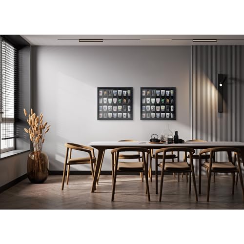 Vitrina grande para coleccionables de pared con marco de madera negra y 28 huecos 7