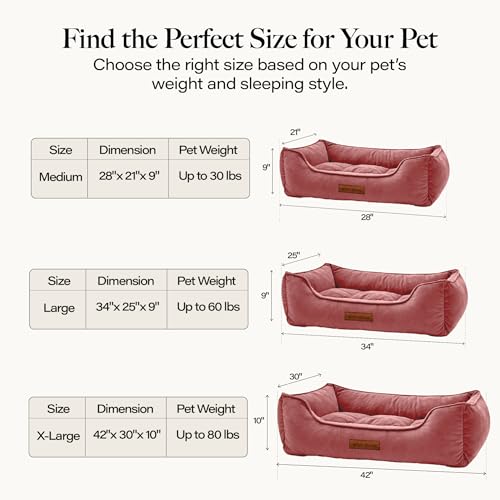 Image of Modern Threads Luxury Dog Bed - Comfortable Tufted Velvet Cushion for Small to Large Dogs - Machine Washable - Durable & Cute Sleep Space for Pets - Pamper Your Pet with Cozy Beds - Rosewood