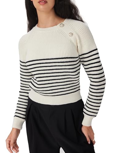CIDER Cropped Sweaters for Women Fall Striped Crewneck Long Sleeve Sweater Fitted Pullover Sweaters Trendy Fall Outfits4