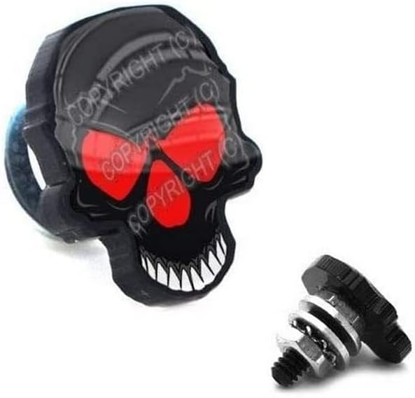 2 Black 3D Skull License Plate Frame Fastener Tag Bolts for Motorcycle Black Style-9856-2629