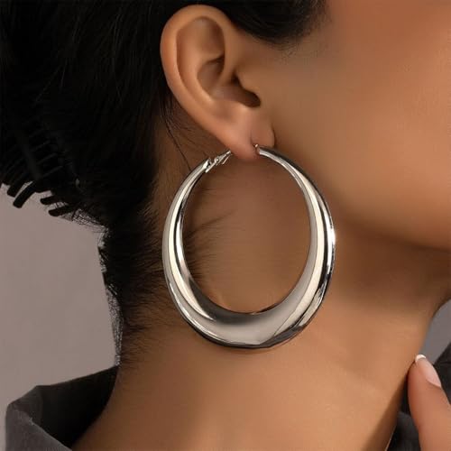 Chunky Gold Large Disco Hoop Earrings for Women Dainty Big Oversized Round Hoops Earring Thick Hypoallergenic Dangle Ear Jewelry Statement Accessories Gifts2