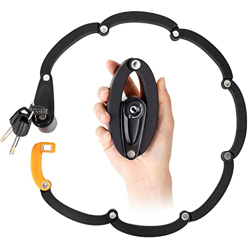 Image of WOTOW Folding Bike Lock, Heavy Duty Steel Foldable Bike Chain Lock with Mounting Bracket, 35 inch Unfolding Anti Theft Bicycle Lock with 3 Key for Mountain Road City Bikes Scooter Motorcycle