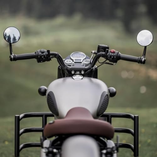 Image of Mv Bar End Rear View Mirror Made With Aluminum Embossed Re Logo Compatible With All Re For Bikes Like Meteor,Hunter 350,Interceptor 650-Black