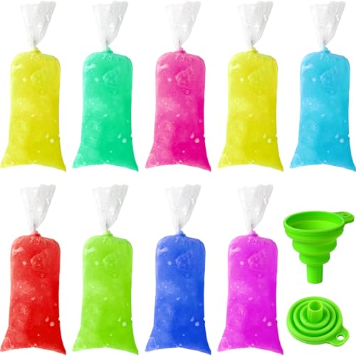 Image of Patelai 200 Pcs Ice Pop Bag 2 x 8 in with Funnel Popsicle Freeze Mold | Silicone Foldable Funnel Included, No Spill Fill, Ice Candy Yogurt Bolis Charamuscas, Clear Seal Pouch
