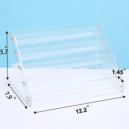 Sooyee Acrylic 5 Layer Nail Polish Rack Tabletop Display Stand on the Table or Desk Holds Up 40-60 Bottles,Clear 5 Tier Essential Oils Holder 12.2x7.9x5.7 Inches,Pack of 1