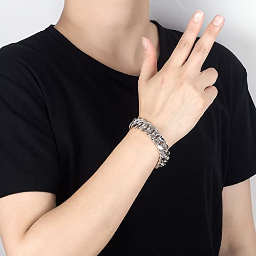 H&Beautimer 925 Sterling Silver Italian Handmade - 0.25-0.5'' Classic Miami Cuban Chain Bracelet For Men - Party Fine Jewelry Original Silver Bracelet 7-10'' Length4