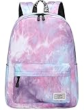 Lohol Leichter Schulrucksack für Mädchen, Kinder-Schulranzen-Rucksack mit Aufdruck (Batiken Lila)