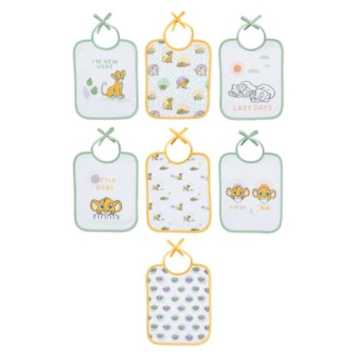 Babycalin Lote de 7 baberos para nacimiento, rey león, 20 x 25 cm