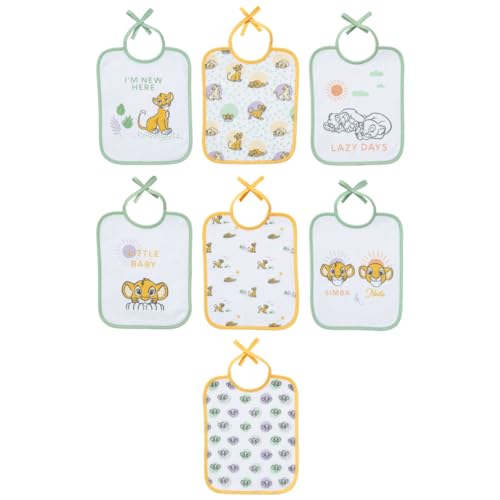 Babycalin Lote de 7 baberos para nacimiento, rey león, 20 x 25 cm