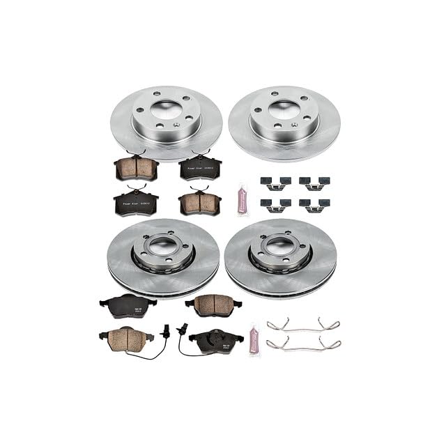 Image of PowerStop Front and Rear Brake Kit for Audi A4 2002-04 |A4 2006 |A4 Quattro 2002-05 - Z17 Ceramic Brake Pads & Disc Rotors Replacement, KOE2741
