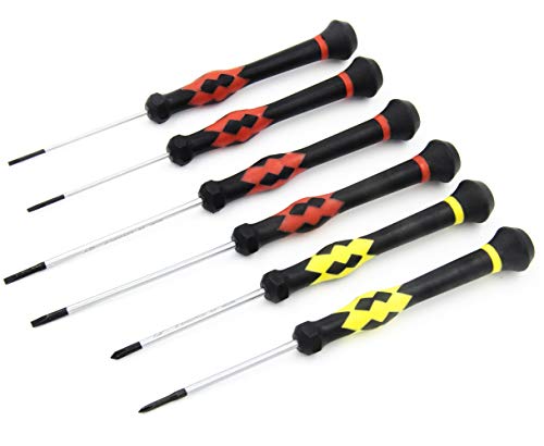 Precision Screwdriver SET OF 6 - Magnetic Flathead and Philips With Handle in