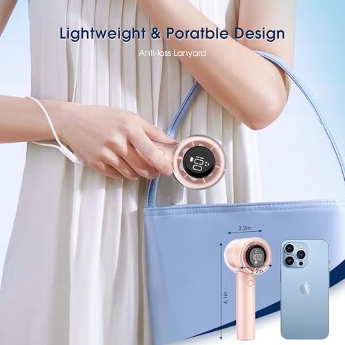 Image of 1-100 Speed Portable Handheld Turbo Fan, 【15000RPM】Ultra High-speed,Personal Hand Held Travel Fans,5000mAh Battery Rechargeable Mini Fans,Digital Display,Small Pocket Fan for Summer Essential Gift