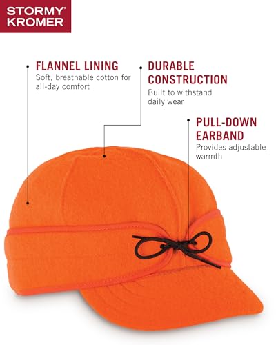 Image of Stormy Kromer The Original Cap, Wool Blend Hat, Warm Winter Outdoor Cap with Flannel Lining, Earflaps, for Men and Women