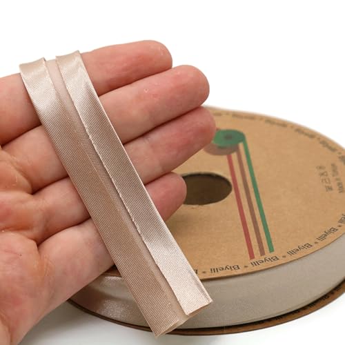 Image of Fold Satin Bias Tape - 99+ Colors - 3 /4 Inches Wide - 27 Yards - Fold Satin Binding Bias Ribbon Fabric Piping Bias Binding Tape for Sewing Clothing DIY (30. Woolly Beige) BYS30
