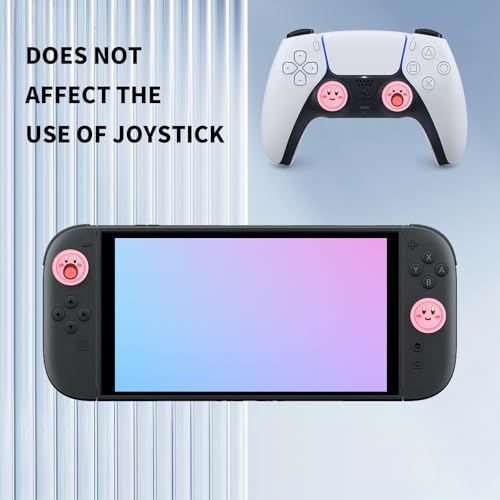 Image of PERFECTSIGHT Cute Thumb Grip Caps for Switch 2, PS5 PS4 Xbox Series XS Xbox One Switch PRO Controller Steam Deck, 4PCS Soft Rubber 3D Thumbsticks Button Joystick Cover, KB Mouth