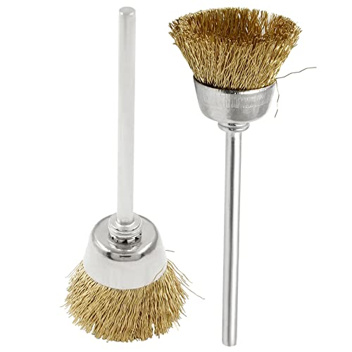 Image of 20Pcs Wire Wheel Brushes Cup-Shape Brass Wire Brushes with 3 /32 inch Shank for Rotary Tools, Bowl-Shape Polishing Cleaning Tools