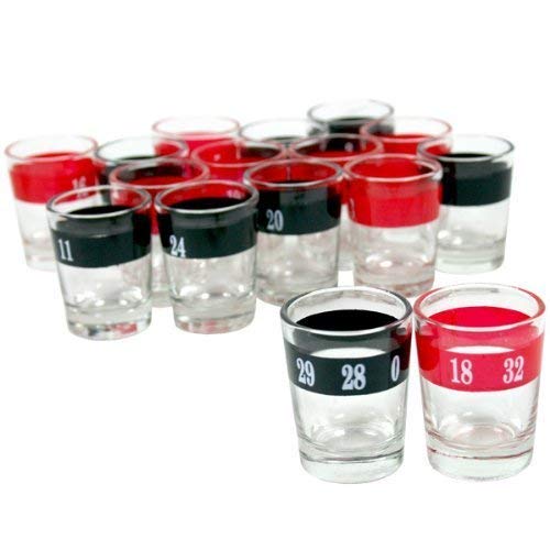 Image of Go Hooked Roulette Drinking Game Set with 16 Black & Red Shot Glasses, Casino Gambling Party Games for Adults