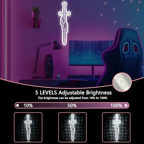 Image of Narsil Neon Sign, USB Powered LED Light for Room Decor | Fantasy Sword Wall Decor for Bedroom, Game Room, Party Decoration and Collectors Gift
