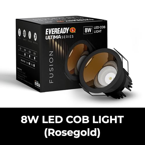 Image of Eveready Ultima Series Fusion, 8W LED COB Light, Warm White (3000K), Rosegold Reflector, Pack of 6