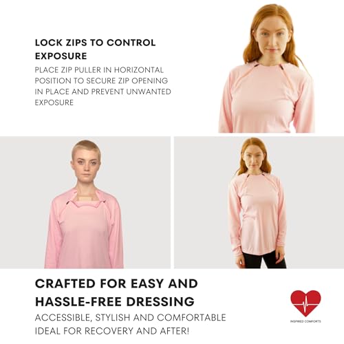 Inspired Comforts Women's Chemo Port Access Long Sleeve Shirt with Dual Zip Access3