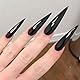 GlamRays 24 Stück Solide Farbe Press on Nails Schwarz Stiletto Lang Glänzend Geschenk für Frauen und Mädchen