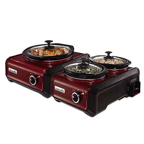 Crock-Pot Hook Up 1 Quart and 2 Quart Slow Cooker Connectable System Set, Red