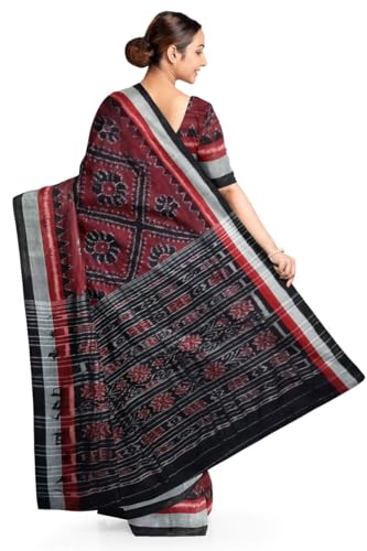 Image of Ikat Women Cotton Saree, Handmade Pure Cotton Khandua Saree, Ikkat Orissa Traditional Handloom Saree Without Blouse 45