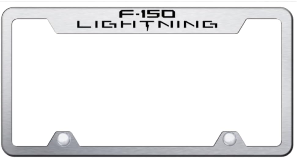 Au-TOMOTIVE GOLD, INC. Officially Licensed Laser Etched Steel Truck Cut-Out License Plate Frame for Ford F-150 Lightning (Mirrored)
