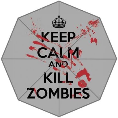 Keep Calm And Kill Zombies White Trendy Sturdy Stylish Unique Personalized Custom Foldable Umbrella