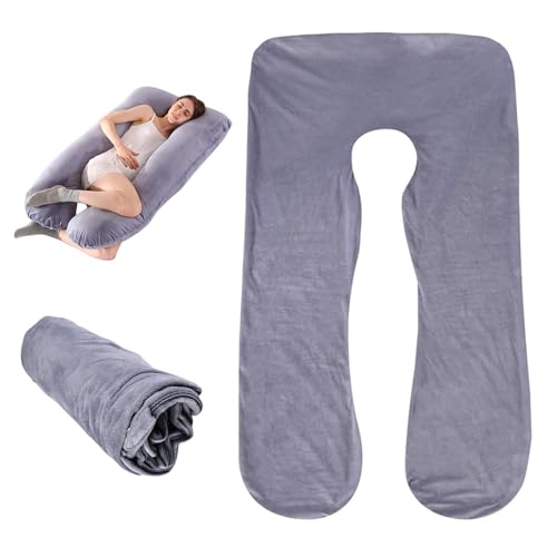 YANGUN Funda de almohada de embarazo, en forma de U, funda de almohada de algodón para dormir de lado, lavable a máquina, funda de repuesto para adultos, 140 x 80 cm