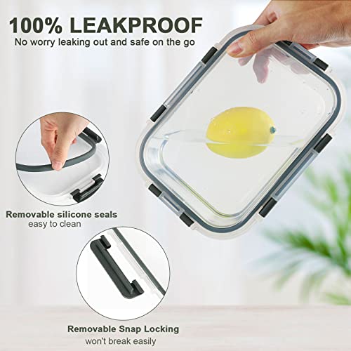 30 Pieces Glass Food Storage Containers Set, Glass Meal Prep Containers Set With Snap Locking Lids, Airtight Glass Lunch Containers, Bpa-Free, Microwave, Oven, Freezer & Dishwasher Friendly,Gray #TOP5
