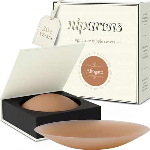 Niparons Signature Nipple Covers (7.6cm) - Refined 2026 Design Invisible Finish Enhanced-Coverage Centre Ultra-Thin Edges Reusable Adhesive Silicone Pasties (Affogato)