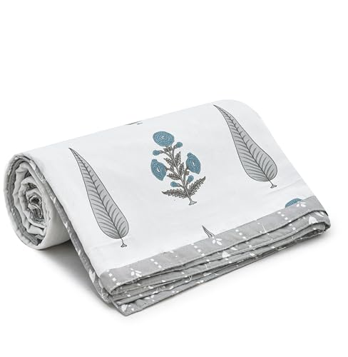 Image of Amazon Brand - Umi AC Dohar Blanket for Single Bed | 100% Cotton 160 TC | Soft Lightweight Three Layer Quilt | 57x87 Inches | Beautiful Elegant Design