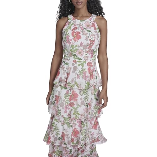 Image of Tommy Hilfiger Women's Sleeveless Halter Neck Tiered Skirt Maxi Dress