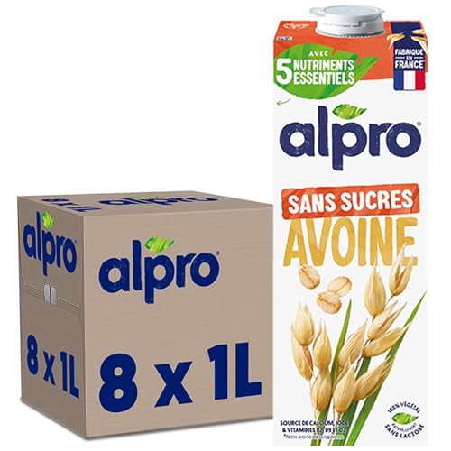Alpro - Boisson Végétale - Avoine Sans Sucres - 1L - Lot de 8x1L