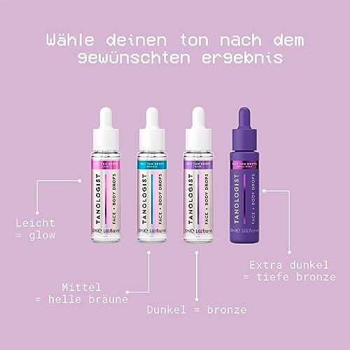 Tanologist Self-Tan Drops Dark – Selbstbräuner Tropfen für Gesicht & Körper – Mischbar mit Pflege – Anpassbare Bräune ohne Streifen – Vegan & Clean – Keine verstopften Poren