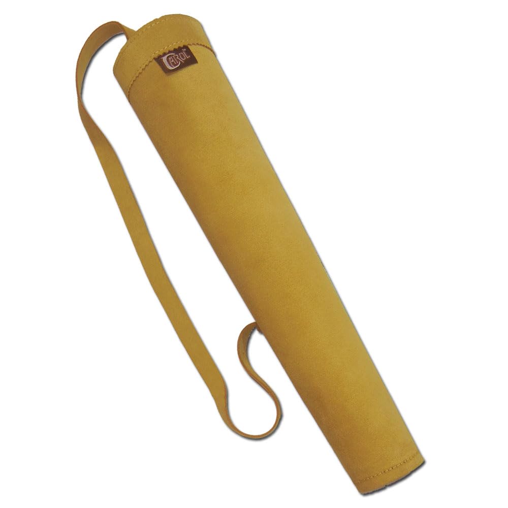 CarolUSA Hunting Archery, Indoor Outdoor Sports, Recurve/Compound/Longbow Traditional Suede Leather Shoulder Back Arrow Holder, Quiver, Bag (Beige Leather)