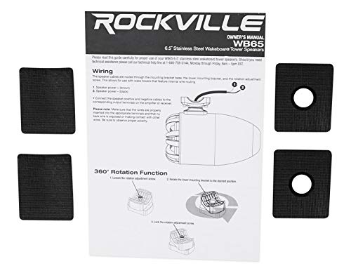 Image of Rockville WB65 600W Peak /300W RMS 6.5 in Marine Wakeboard Tower Speakers 4 Ohm, Stainless Steel Enclosure, 360 Swivel Brackets, Waterproof, UV Resistant, for Boats and Powersports, 4-Piece