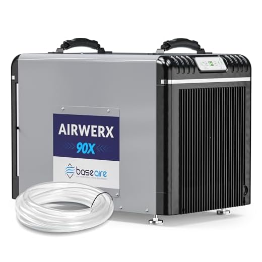 BaseAire AirWerx90X Energy Star Dehumidifier for Crawl Space Basement, 198 Pints Commercial Dehumidifier with Pump, 5 Years Warranty, Intelligent Humidity Control, Auto Shut off/Restart