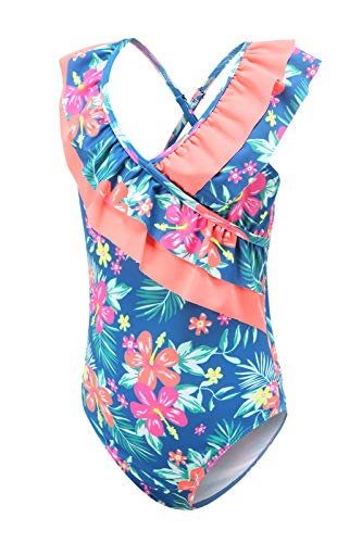 Moon Tree Girls One Piece Swimsuits Off Shoulder Bathing Suit for Kids Summer Ruffler Swimwear 3-16 Years