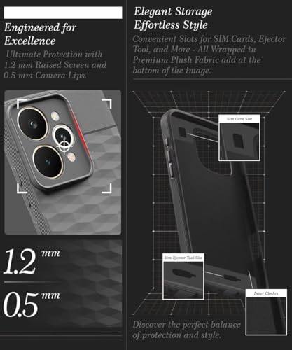 Image of WOW IMAGINE Back Cover for Realme 15 5G with Hexa Cube Design | Ultra Slim Soft Rubberised Case | Inner Velvet Fabric | Matte Silicone Flexible Mobile Case | Camera Protection - Grey