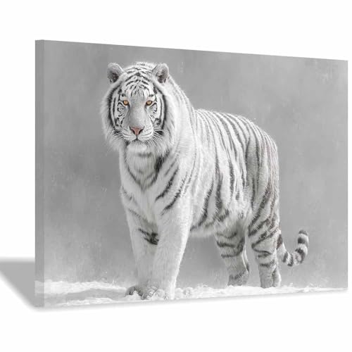Tigre des champs de neige décoration murale moderne salon affiche animaux cadre blanc 40x60cm