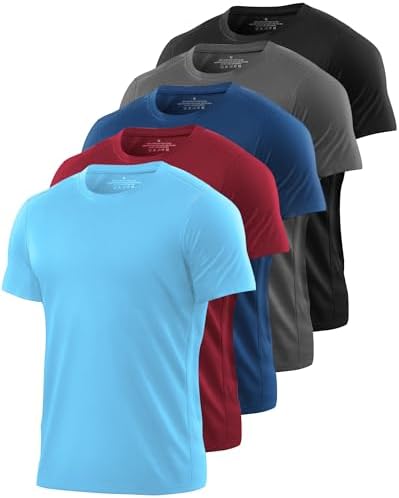 Kinglaman 1/5 Pack Mesh Workout Shirts for Men Dry Fit Gym Quick ...