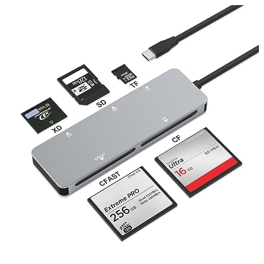 CFast 2.0 Card Reader, USB C CFast Card Reader 3.0 5Gbps CFast/CF/SD/TF/XD - 5 in 1 Memory Card Reader/Adapter for San Disk, Lexar, Transcend, Sony Card, Read CFast/TF/SD/XD/CF 5 Cards Simultaneously